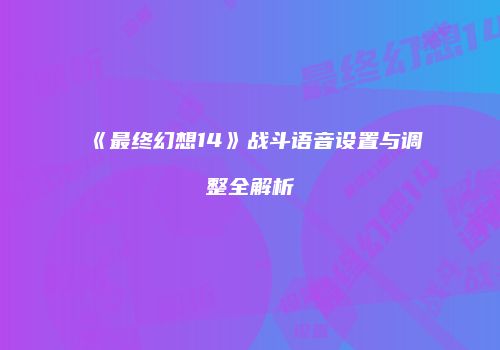 《最终幻想14》战斗语音设置与调整全解析