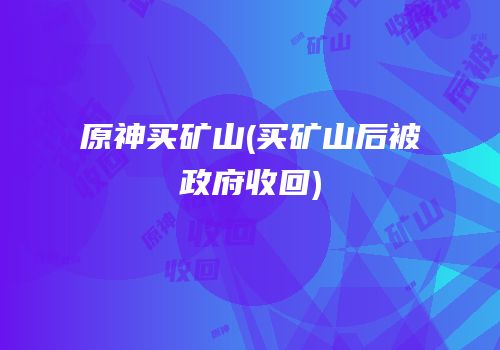原神买矿山(买矿山后被政府收回)