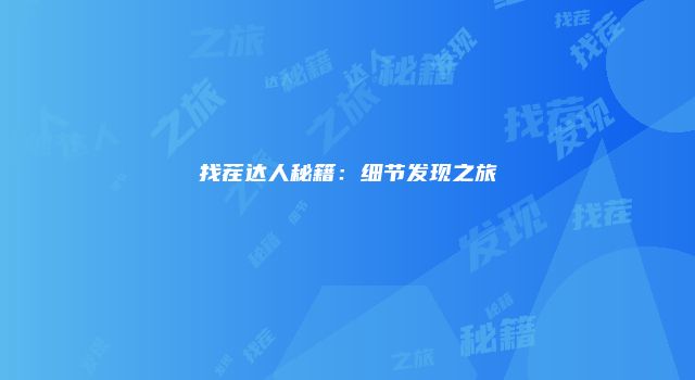找茬达人秘籍：细节发现之旅
