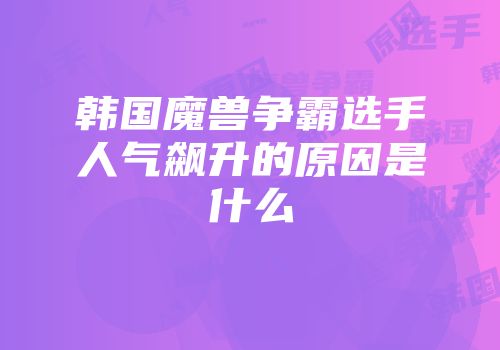 韩国魔兽争霸选手人气飙升的原因是什么