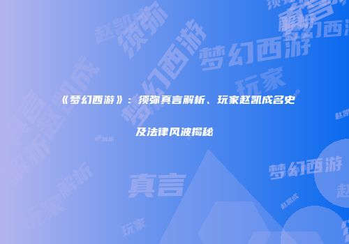 《梦幻西游》：须弥真言解析、玩家赵凯成名史及法律风波揭秘