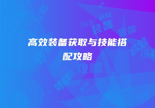 高效装备获取与技能搭配攻略