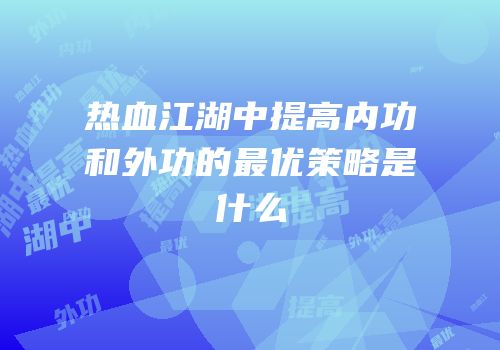 热血江湖中提高内功和外功的最优策略是什么