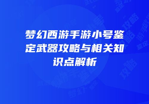 梦幻西游手游小号鉴定武器攻略与相关知识点解析