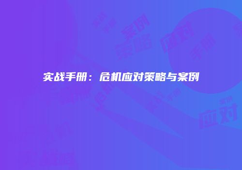 实战手册：危机应对策略与案例