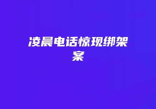 凌晨电话惊现绑架案