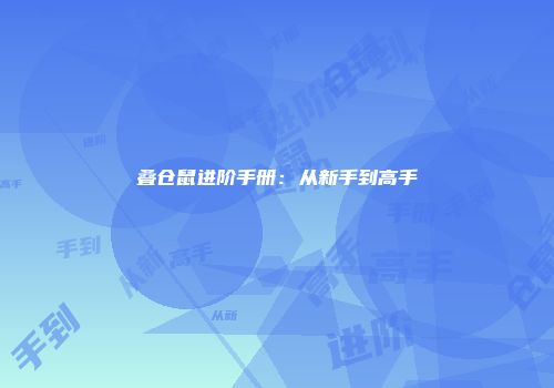 叠仓鼠进阶手册：从新手到高手