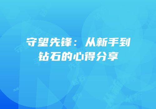 守望先锋：从新手到钻石的心得分享