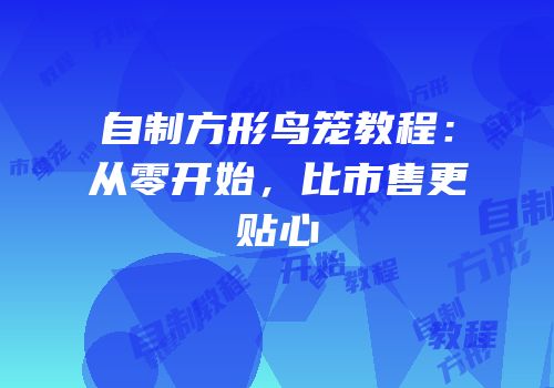 自制方形鸟笼教程：从零开始，比市售更贴心
