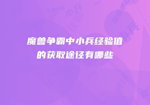 魔兽争霸中小兵经验值的获取途径有哪些