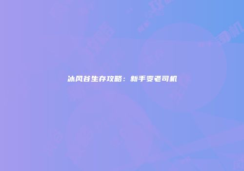 冰风谷生存攻略：新手变老司机