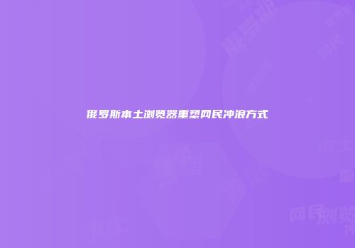 俄罗斯本土浏览器重塑网民冲浪方式