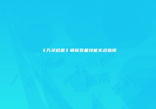《万灵启源》萌新装备技能实战指南
