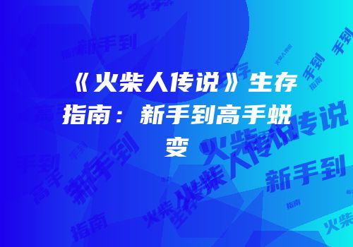 《火柴人传说》生存指南：新手到高手蜕变