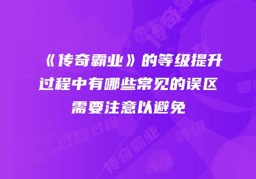《传奇霸业》的等级提升过程中有哪些常见的误区需要注意以避免