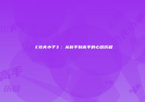 《功夫小子》：从新手到高手的心路历程