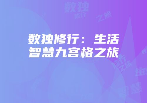 数独修行：生活智慧九宫格之旅