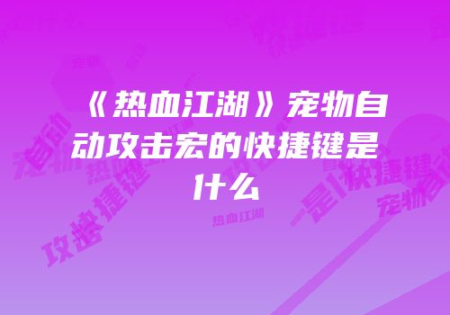 《热血江湖》宠物自动攻击宏的快捷键是什么