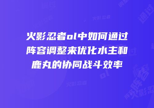 火影忍者ol中如何通过阵容调整来优化水主和鹿丸的协同战斗效率