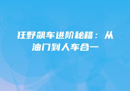 狂野飙车进阶秘籍：从油门到人车合一