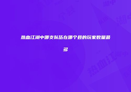 热血江湖中哪支队伍在哪个县的玩家数量最多