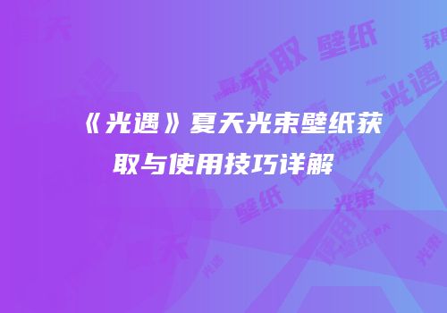 《光遇》夏天光束壁纸获取与使用技巧详解