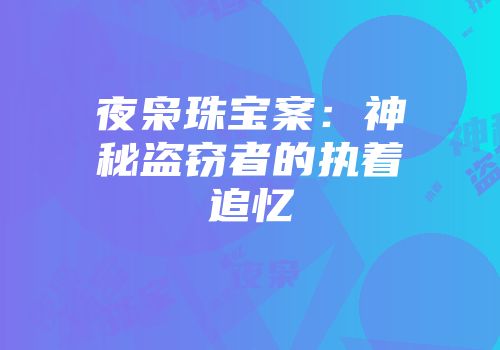 夜枭珠宝案：神秘盗窃者的执着追忆