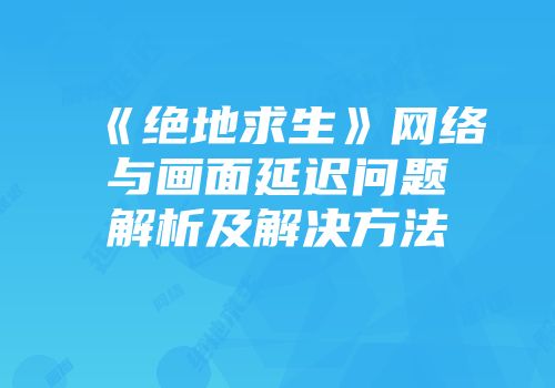 《绝地求生》网络与画面延迟问题解析及解决方法