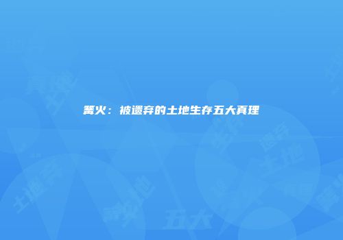 篝火：被遗弃的土地生存五大真理