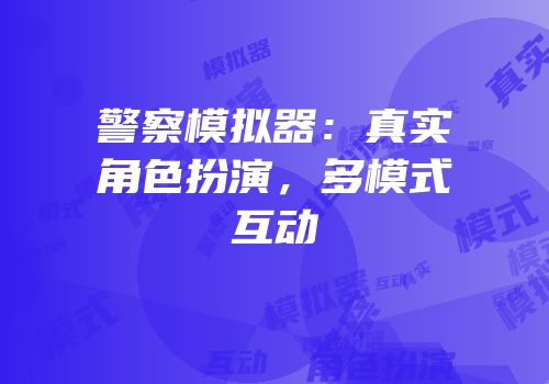 警察模拟器:真实角色扮演,多模式互动