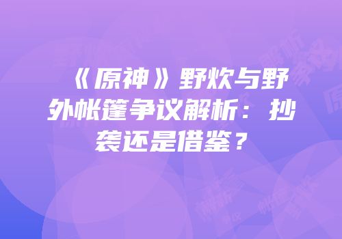 《原神》野炊与野外帐篷争议解析：抄袭还是借鉴？