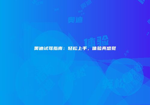 奥迪试驾指南：轻松上手，体验真感觉