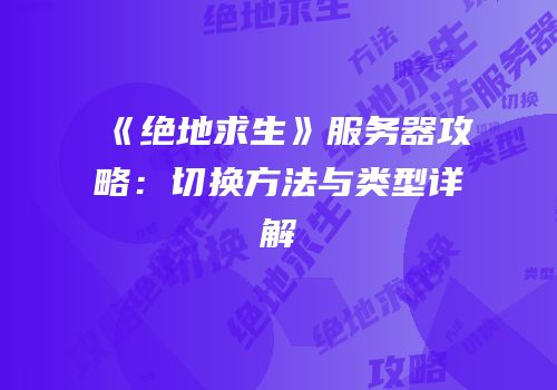《绝地求生》服务器攻略：切换方法与类型详解
