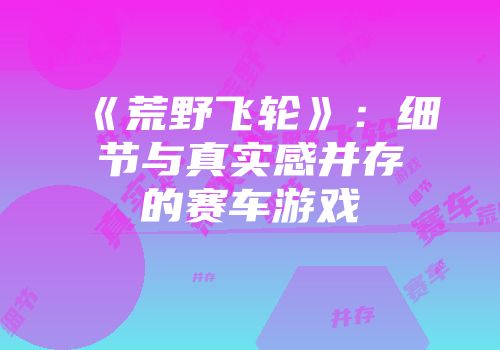 《荒野飞轮》：细节与真实感并存的赛车游戏