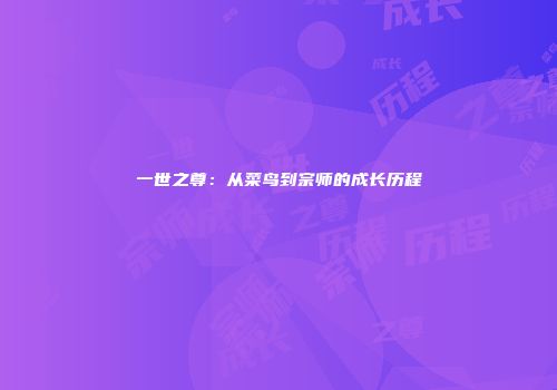 一世之尊：从菜鸟到宗师的成长历程