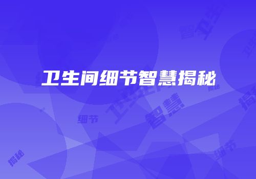卫生间细节智慧揭秘