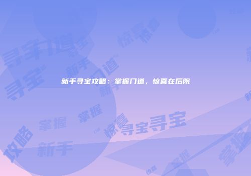 新手寻宝攻略：掌握门道，惊喜在后院