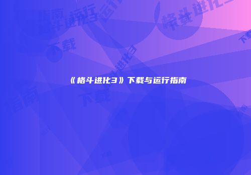 《格斗进化3》下载与运行指南