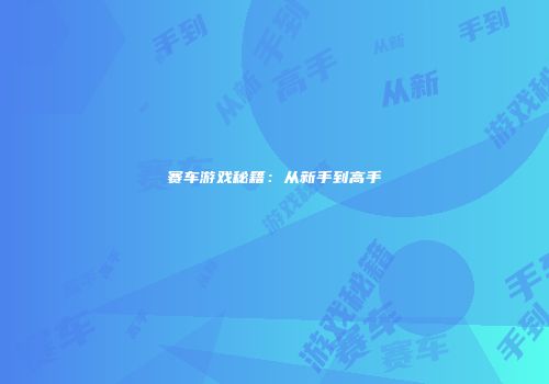 赛车游戏秘籍：从新手到高手
