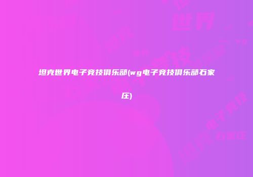 坦克世界电子竞技俱乐部(wg电子竞技俱乐部石家庄)