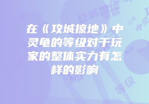 在《攻城掠地》中灵龟的等级对于玩家的整体实力有怎样的影响