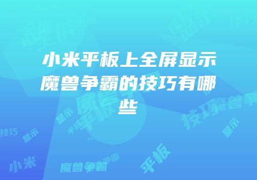 小米平板上全屏显示魔兽争霸的技巧有哪些