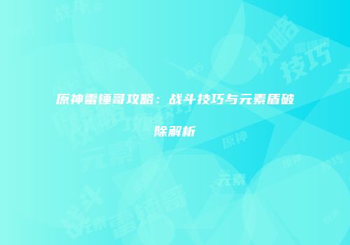 原神雷锤哥攻略：战斗技巧与元素盾破除解析