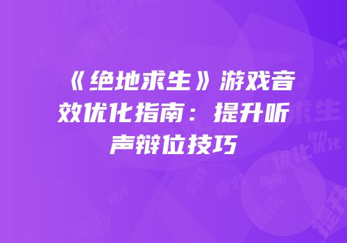 《绝地求生》游戏音效优化指南：提升听声辩位技巧