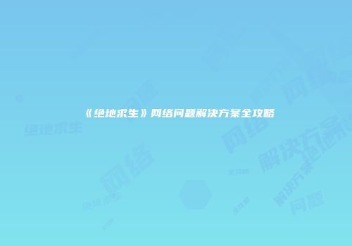 《绝地求生》网络问题解决方案全攻略