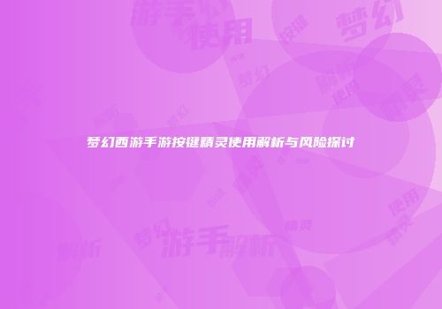 梦幻西游手游按键精灵使用解析与风险探讨