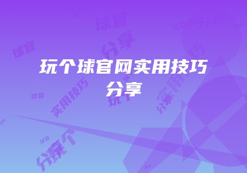 玩个球官网实用技巧分享
