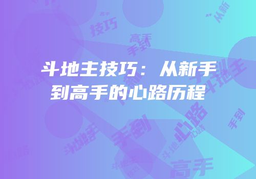 斗地主技巧：从新手到高手的心路历程