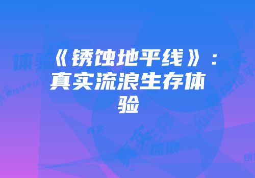 《锈蚀地平线》：真实流浪生存体验