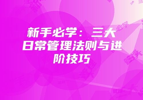 新手必学：三大日常管理法则与进阶技巧